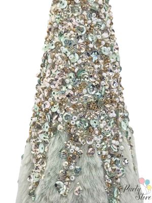 Коледна декоративна елха мента с пайети – 52 см