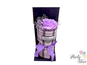 Букет в кутия със сапунена роза  Fashion , 21см x10см, Lavender