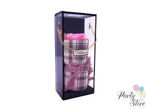 Букет в кутия със сапунена роза Fashion , 21см x10см, Pink