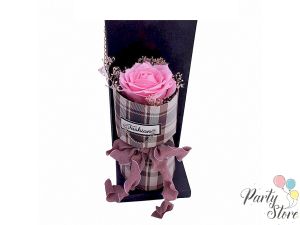 Букет в кутия със сапунена роза Fashion , 21см x10см, Pink