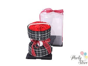 Букет със сапунени рози и перли For You , 22см x17см, Червен