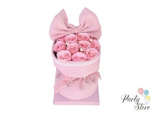 Букет със 11 сапунени рози и перли  For You , 22см x17см, Розов