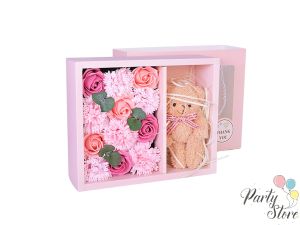 Плюшено мече с букет в дисплей кутия Elegantz Teddy For You , 20х24.5х8см, Pink