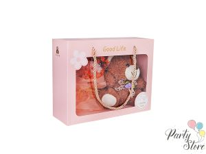 Плюшено мече с букет в кутия Teddy , 17х22х7.5см, Brown