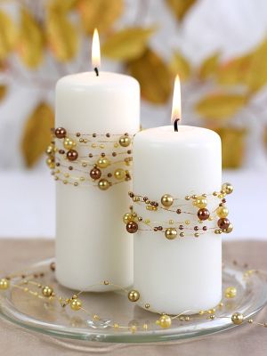 Перлени гирлянди, златни, 1.3 м (1 пкт. / 5 бр.)