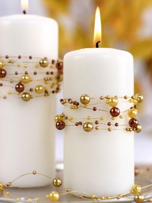 Перлени гирлянди, златни, 1.3 м (1 пкт. / 5 бр.)