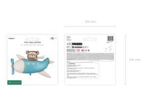 Фолиев балон Мече в самолет, 94x61 см, светлосин