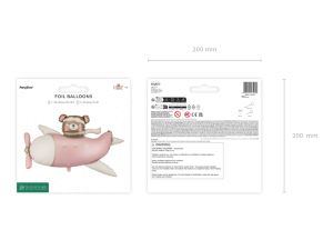 Фолиев балон Мече в самолет, 94x61 см, светло розово