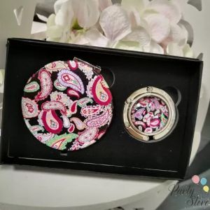 Дамски Подаръчен Комплект Огледалце и Закачалка за Чанта