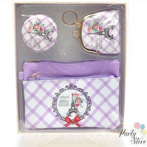 Дамски Подаръчен Комплект „Париж“ – Несесер, Портмоне и Огледалце