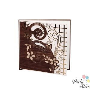 Луксозна картичка и плик за пари „Честит празник!“ – Дърво и перлена хартия