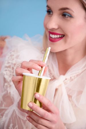 Хартиени сламки, златни, 19,5 см (1 пкт. / 10 бр.)