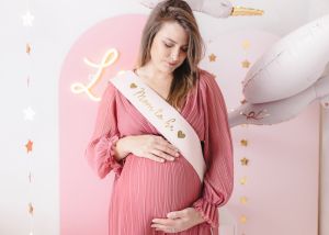 Лента (шарф) Mom to be (Бъдеща мама), бледорозова, 75 см