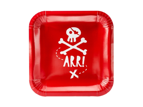 Чинии Pirates Party червени 20x20cm (1 пкт. / 6 бр.)