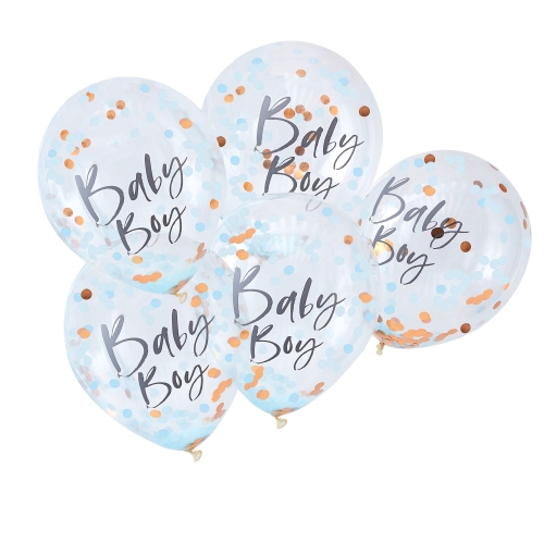 Балони Baby Boy Baby Shower Confetti сини 12" (1 пкт. / 5 бр.)