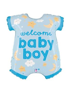 Фолиев балон „Боди Welcome Baby Boy“, 26 инча (66 см), Син